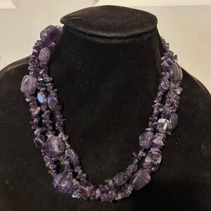 Lovely Multi Strand AMETHYST Nuggets & Stones Necklace